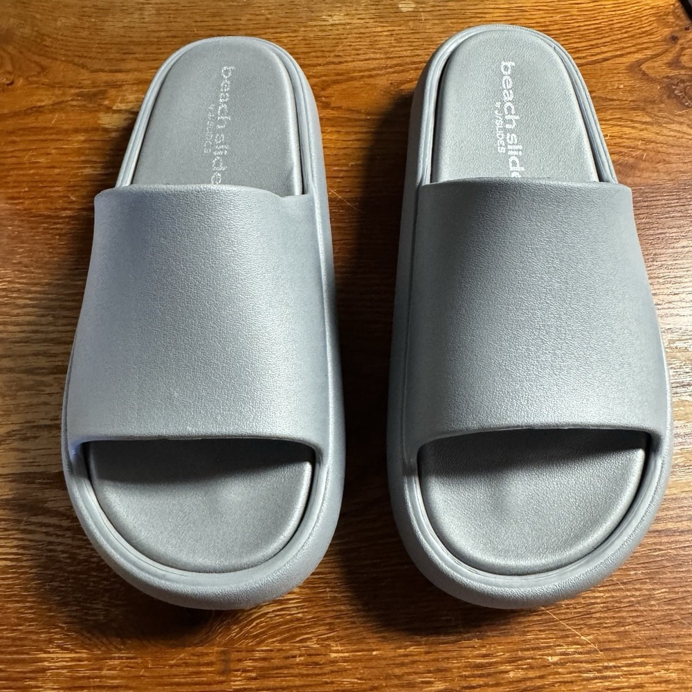BEACH SLIDES BY J/SLIDES SQUISH NIB GREY WOMENS Size 10